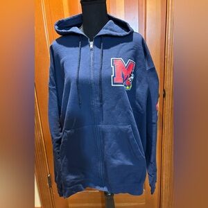 Disney Mickey Navy Hooded Sweatshirt with Zippered Front, size XXL.